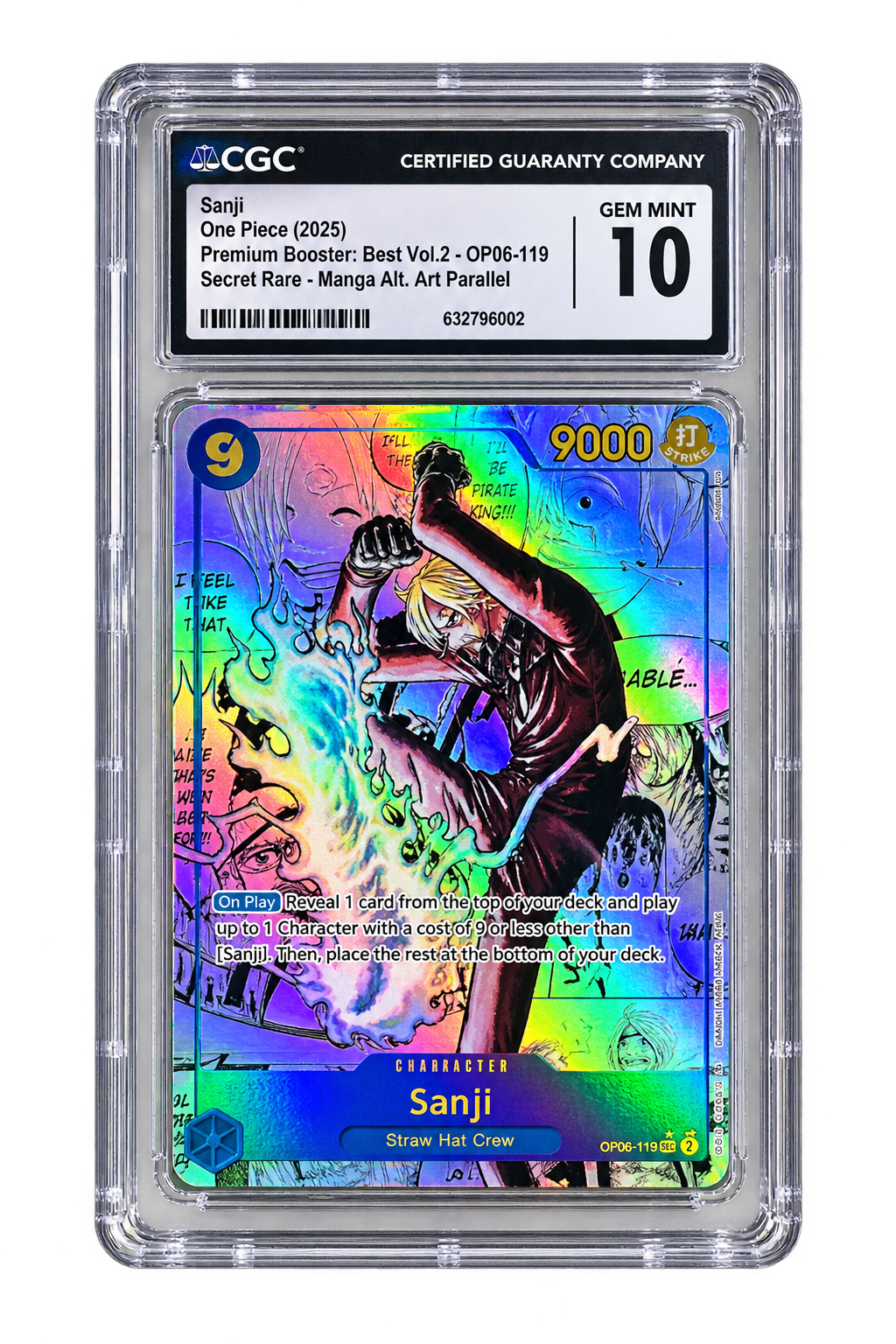Premium Booster: Best Vol.2 OP06-119 Sanji Secret Rare – Manga Alt Art Parallel — CGC Gem Mint 10